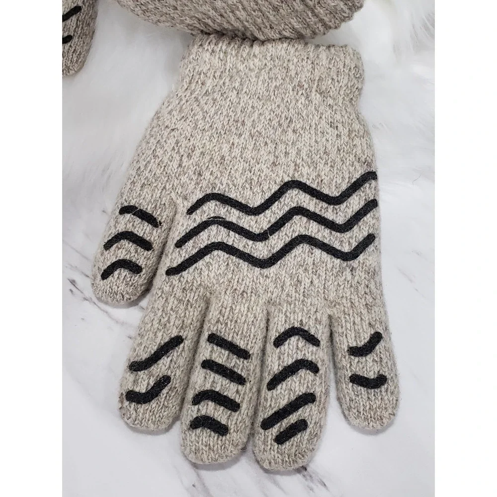 NEW VINTAGE PVC GRIP Wells Lamont Knit Gloves Winter Work Garden Outdoor Gray